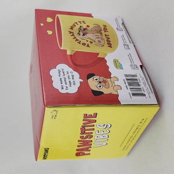 Hoomans Pawsitive Vibes Totally Mutts About You Coffee Tea Mug Red Yellow 16oz - Picture 7 of 9